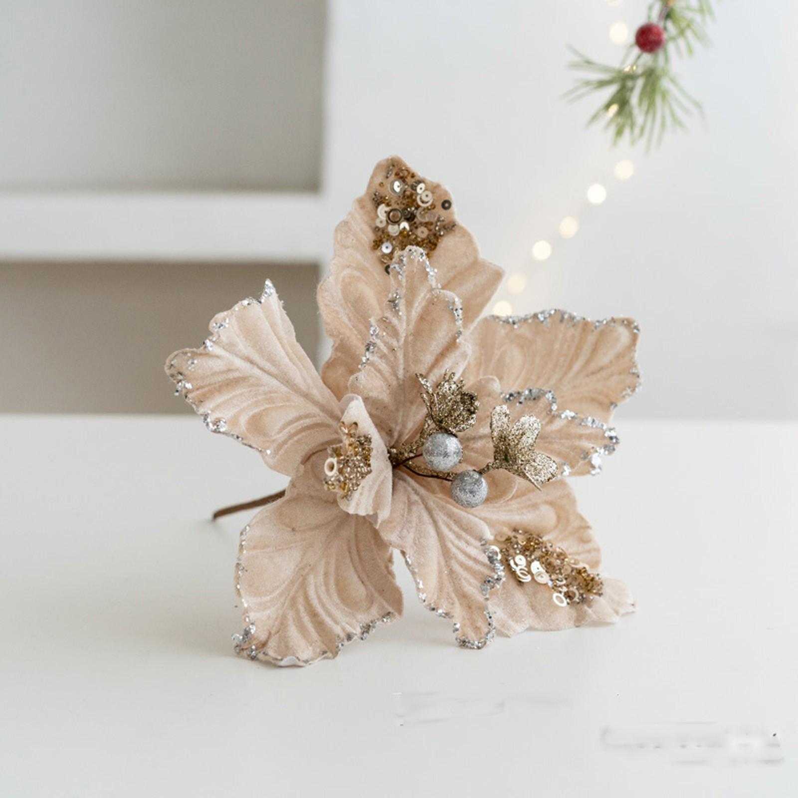 Elegant Red Velvet Poinsettia Flower Clip for Christmas Decorations Holiday Floral Ornament with Sequins & Glitter One Size
Elegant Red Velvet Poinsettia Flower Clip for Christmas Decorations Holiday Floral Ornament with Sequins & Glitter One Size