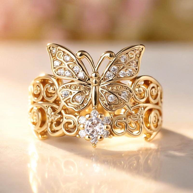 CAOSHI Delicate Hollow Out Butterfly Design Finger Rings for Women Gold Color Wedding Party Zircon with Shiny Cubic Zirconia 6
CAOSHI Delicate Hollow Out Butterfly Design Finger Rings for Women Gold Color Wedding Party Zircon with Shiny Cubic Zirconia 6