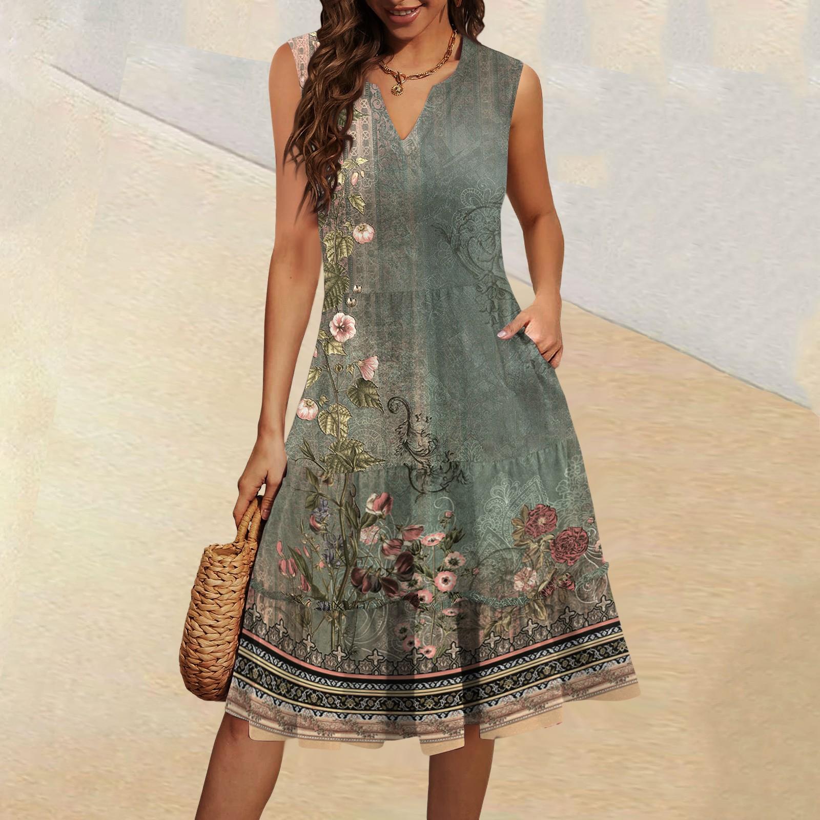 Женские летние повседневные платья без рукавов с V-образным вырезом и плиссированными оборками в винтажном стиле с цветочным принтом XXL
Женские летние повседневные платья без рукавов с V-образным вырезом и плиссированными оборками в винтажном стиле с цветочным принтом XXL