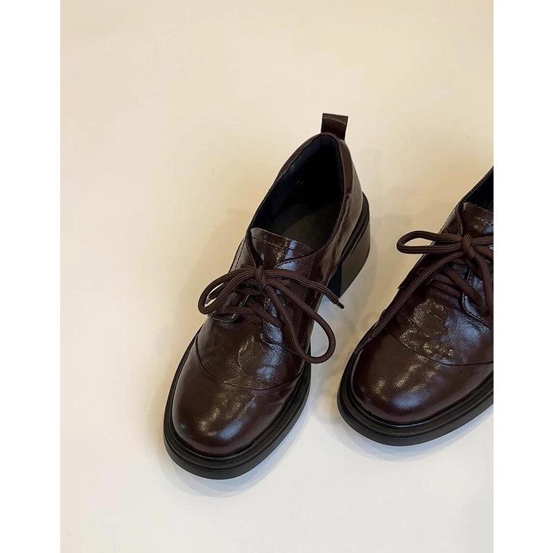 British retro round toe lace up loafers for women 2026 new coarse heel casual leather shoes for women 40 коричневий
British retro round toe lace up loafers for women 2026 new coarse heel casual leather shoes for women 40 коричневий