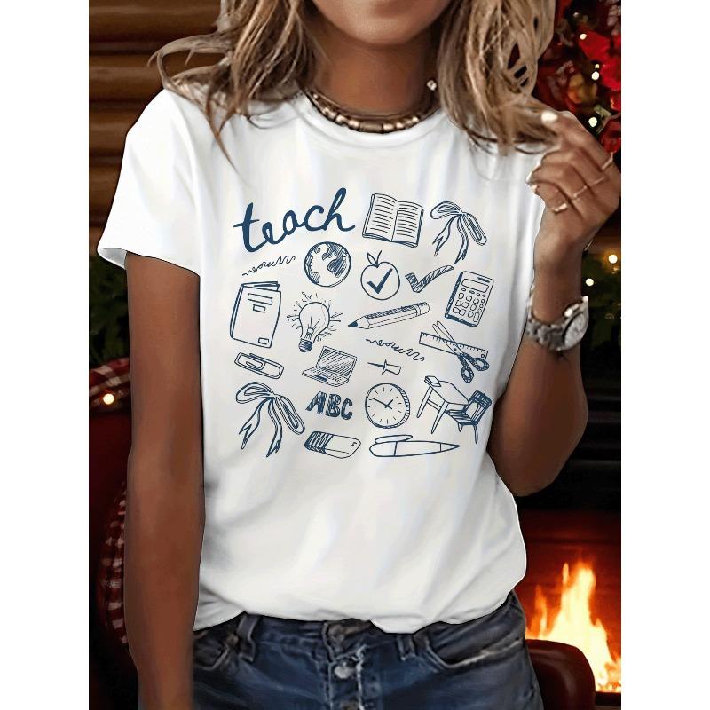 Teach Element Teacher Life Aesthetic Graphic Print T-shirt, Short Sleeve Crew Neck Casual Top for Summer & Spring, Women s Clothing S белый
Teach Element Teacher Life Aesthetic Graphic Print T-shirt, Short Sleeve Crew Neck Casual Top for Summer & Spring, Women s Clothing S белый