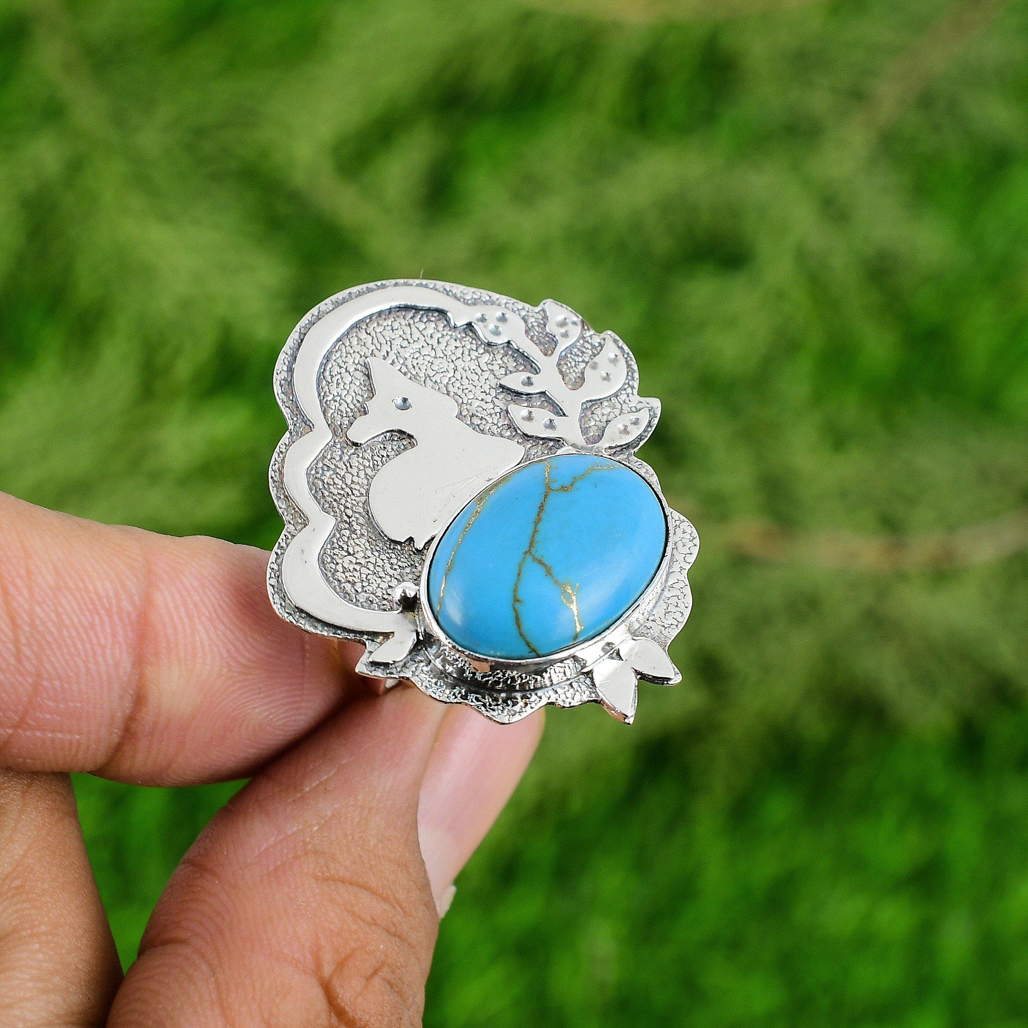 925 Sterling Silver Natural Copper Arizona Turquoise Multi Stone Ring Jewelry Adjustable
925 Sterling Silver Natural Copper Arizona Turquoise Multi Stone Ring Jewelry Adjustable