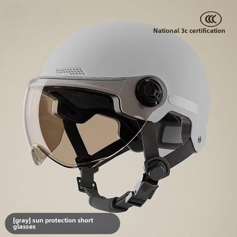 Fashion Classic Lightweight Helmet Men and Women Summer Sun Protection UV Protection Breathable Four Seasons Battery Motorcycle Half Helmet Sunscreen long lenses + ears
Fashion Classic Lightweight Helmet Men and Women Summer Sun Protection UV Protection Breathable Four Seasons Battery Motorcycle Half Helmet Sunscreen long lenses + ears