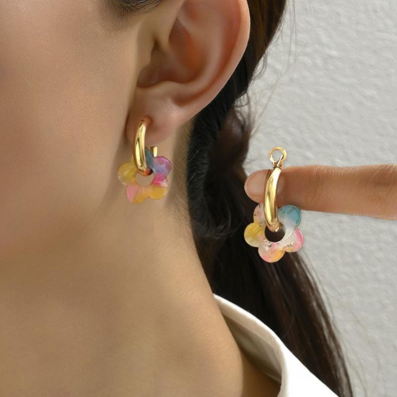 New Flower Resin Acrylic Drop Earrings Gold Color Round Circle Stainless Steel Ear Buckle Hoop Earrings for Women Jewelry Gift
New Flower Resin Acrylic Drop Earrings Gold Color Round Circle Stainless Steel Ear Buckle Hoop Earrings for Women Jewelry Gift