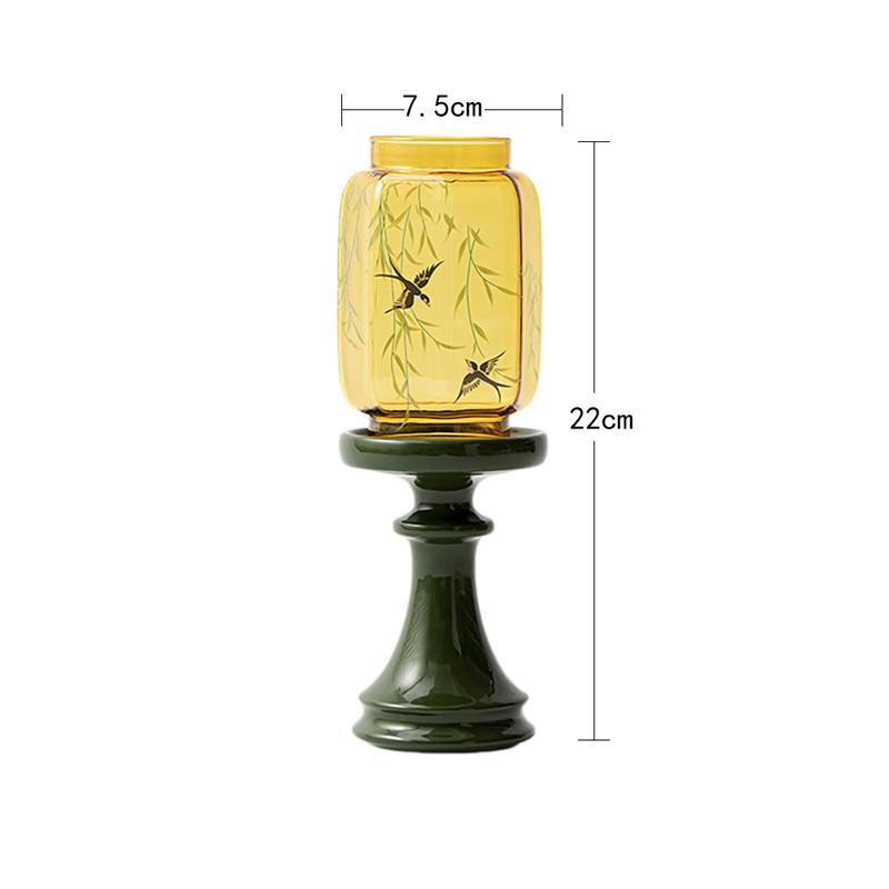 Elegant Retro Candlestick Exquisite Patterns Glass Windproof Glass Cover- Ceramic Base Incense Candlestic Stand Home Ornament
Elegant Retro Candlestick Exquisite Patterns Glass Windproof Glass Cover- Ceramic Base Incense Candlestic Stand Home Ornament