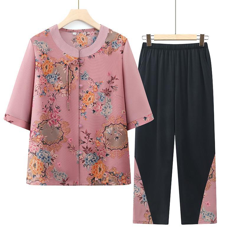 Summer Two-Piece Set: Grandma Style Chinese Shirt for Elderly Women XL (Recommended 80-100 Jin)
Summer Two-Piece Set: Grandma Style Chinese Shirt for Elderly Women XL (Recommended 80-100 Jin)