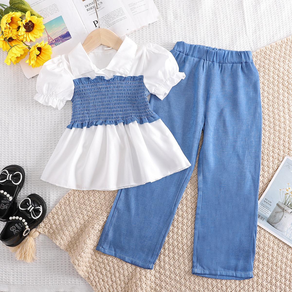 New 2025 Summer Children Fashion Two-piece Set for Girls Top + Wide-leg Pants Blue Suit School Uniform 120cm синій
New 2025 Summer Children Fashion Two-piece Set for Girls Top + Wide-leg Pants Blue Suit School Uniform 120cm синій