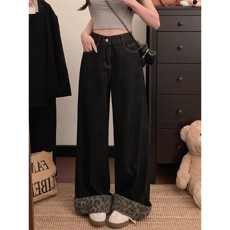 2025 Spring High Waist Black Leopard Print Jeans for Pear-Shaped Women - Loose, Slimming, Straight Wide Leg Pants M
2025 Spring High Waist Black Leopard Print Jeans for Pear-Shaped Women - Loose, Slimming, Straight Wide Leg Pants M