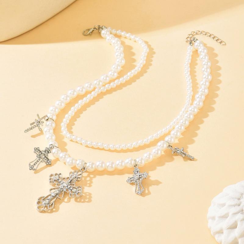 Двойное ожерелье из искусственного жемчуга, легкая роскошь, высокое чувство, набор бриллиантов, кулон-крест, цепочка для ключицы
Двойное ожерелье из искусственного жемчуга, легкая роскошь, высокое чувство, набор бриллиантов, кулон-крест, цепочка для ключицы