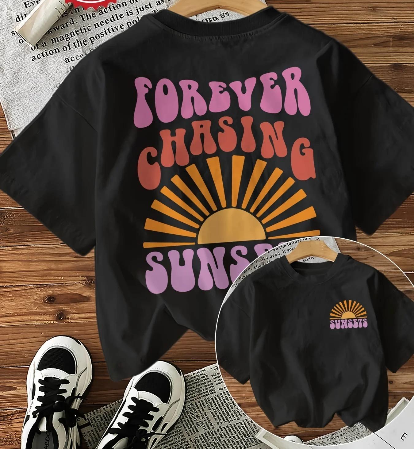 Forever Chasing Sunsets Printed TShirts Female Funny T Shirts Korean Fashion Graphic Casual Summer Tops Women Clothing 4XL
Forever Chasing Sunsets Printed TShirts Female Funny T Shirts Korean Fashion Graphic Casual Summer Tops Women Clothing 4XL