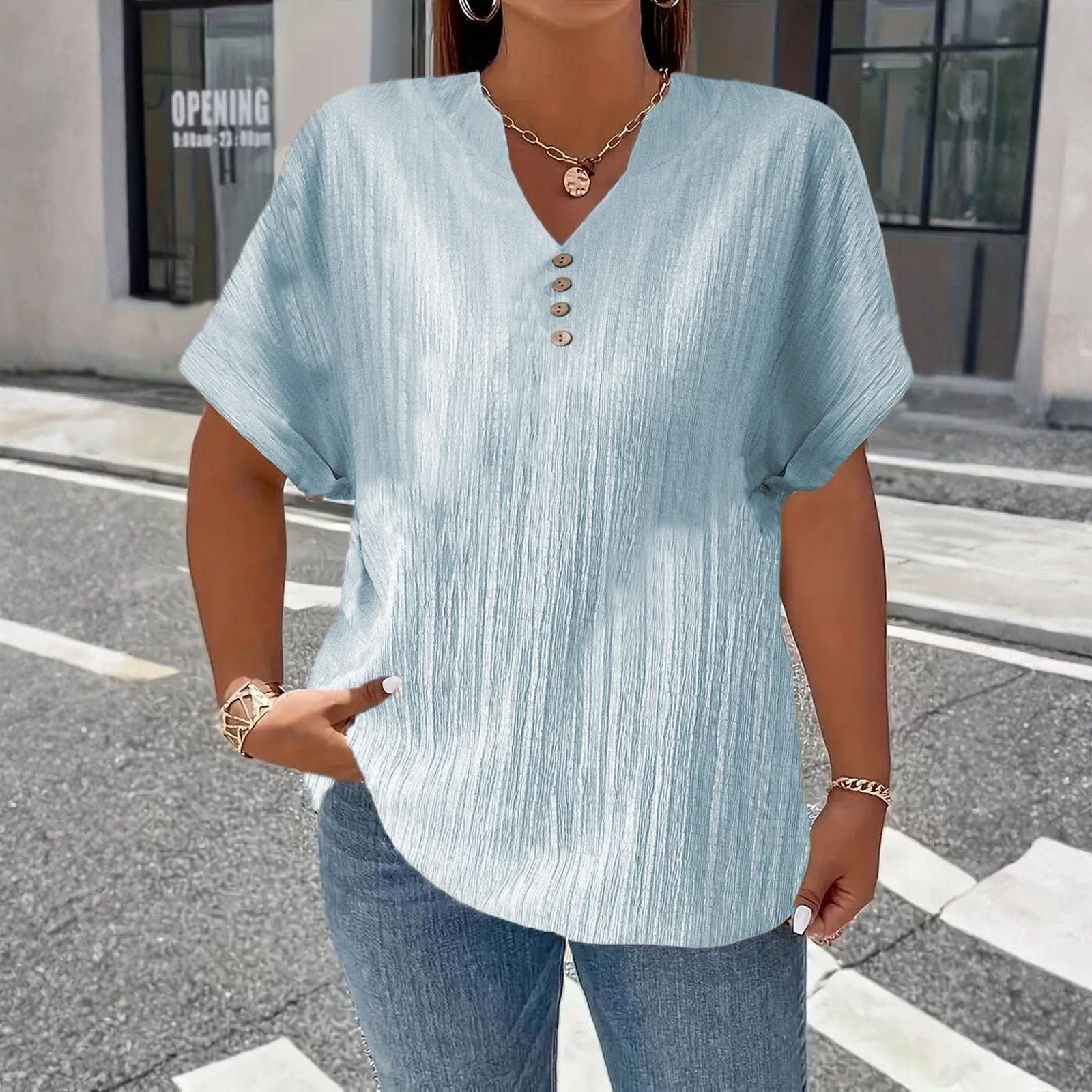 Women s Fashionable Casual Solid Color Button V-Neck T-Shirt Top XXXXL
Women s Fashionable Casual Solid Color Button V-Neck T-Shirt Top XXXXL