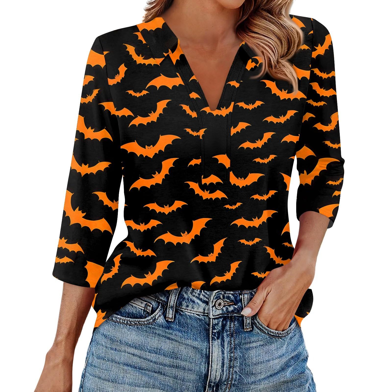 Women s Fashion Casual Lapel 3/4 Sleeve Halloween Print Shirt Women s V-Neck Tops L чорний
Women s Fashion Casual Lapel 3/4 Sleeve Halloween Print Shirt Women s V-Neck Tops L чорний