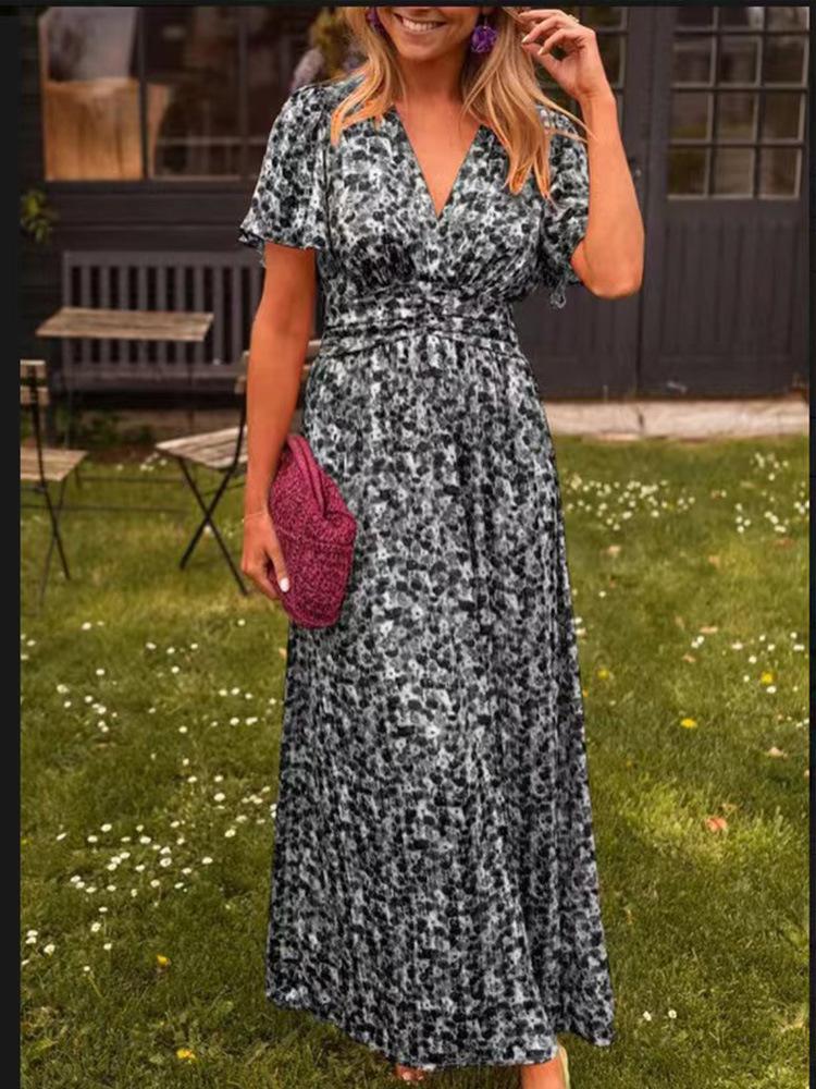 Floral Print V-Neck Short Sleeve Midi Dress with Elastic Waist, Casual Summer Dress for Women 3XL чорний
Floral Print V-Neck Short Sleeve Midi Dress with Elastic Waist, Casual Summer Dress for Women 3XL чорний