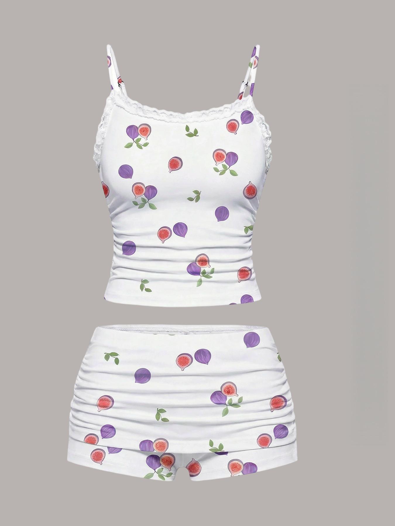 Cherry Print Camisole & Shorts Set - Spicy Girl 2-Piece European & American Style Large
Cherry Print Camisole & Shorts Set - Spicy Girl 2-Piece European & American Style Large