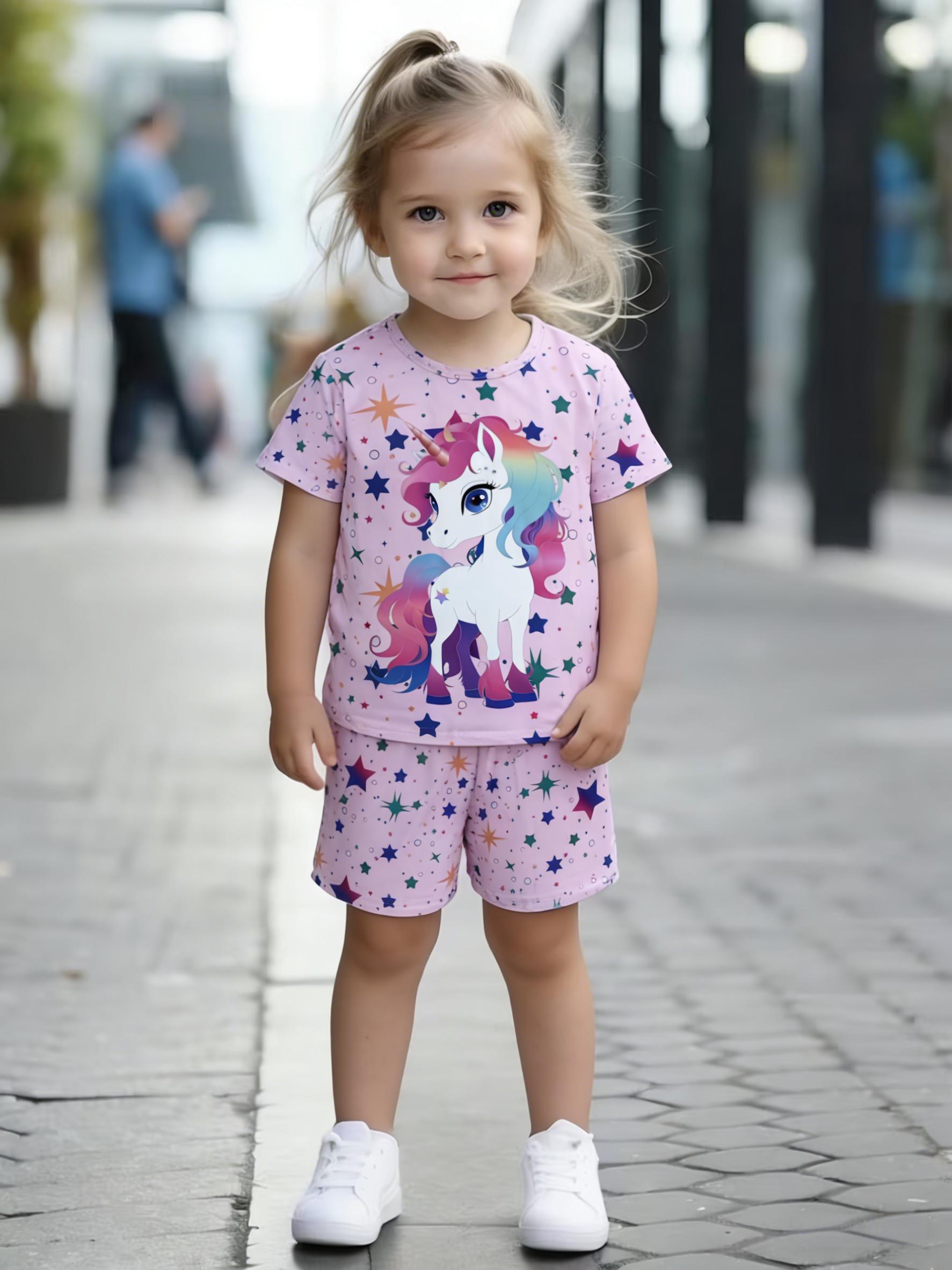 Toddler Girls Cute Unicorn & Star Print 2-Piece Outfit, Summer Pink Casual Clothes for Kids, Perfect for Playwear & Outdoor 5-6Y рожевий
Toddler Girls Cute Unicorn & Star Print 2-Piece Outfit, Summer Pink Casual Clothes for Kids, Perfect for Playwear & Outdoor 5-6Y рожевий
