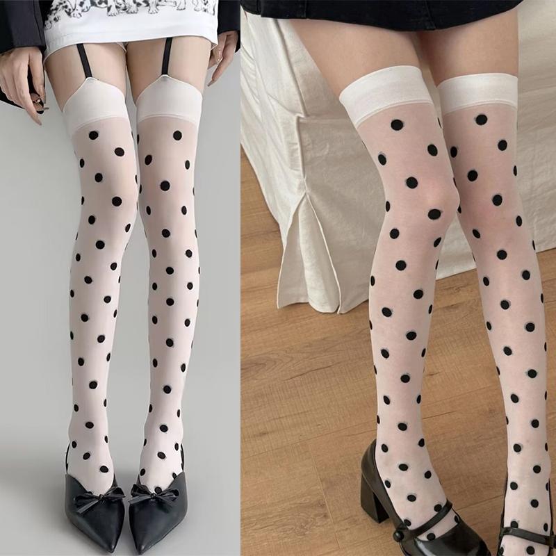 2 Pairs Thin Slightly Sheer Suspender Stockings Women Overknee Socks Japanese Style Sweet Lolita Polka Dots Thigh High Stockings One Size
2 Pairs Thin Slightly Sheer Suspender Stockings Women Overknee Socks Japanese Style Sweet Lolita Polka Dots Thigh High Stockings One Size