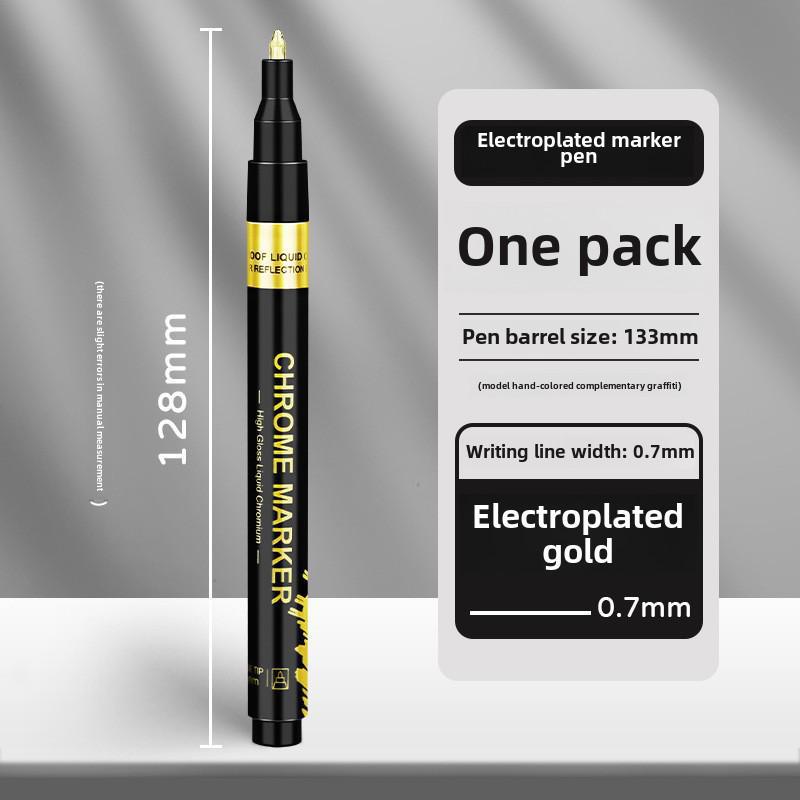 Светоотражающий хромированный маркер для гальванических красок — водостойкий цветной маркер для подкраски зеркальных металлических моделей. 0.7 золотой
Светоотражающий хромированный маркер для гальванических красок — водостойкий цветной маркер для подкраски зеркальных металлических моделей. 0.7 золотой