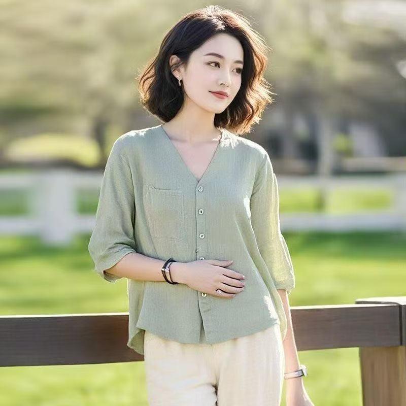2026 Summer Fashion Slimming Collar Shirt with Flattering Five-Point Sleeves for Women 2XL (105-120 Jin) зелёный
2026 Summer Fashion Slimming Collar Shirt with Flattering Five-Point Sleeves for Women 2XL (105-120 Jin) зелёный