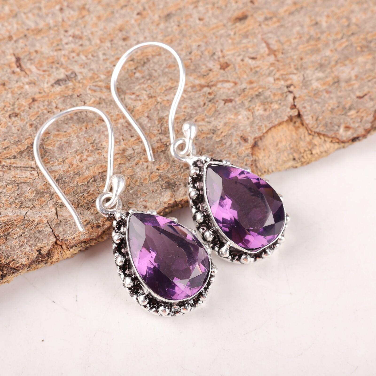 Natural Amethyst Gemstone 925 Sterling Silver Handmade Drop/Dangle Earrings1.41 EE-97-8
Natural Amethyst Gemstone 925 Sterling Silver Handmade Drop/Dangle Earrings1.41 EE-97-8