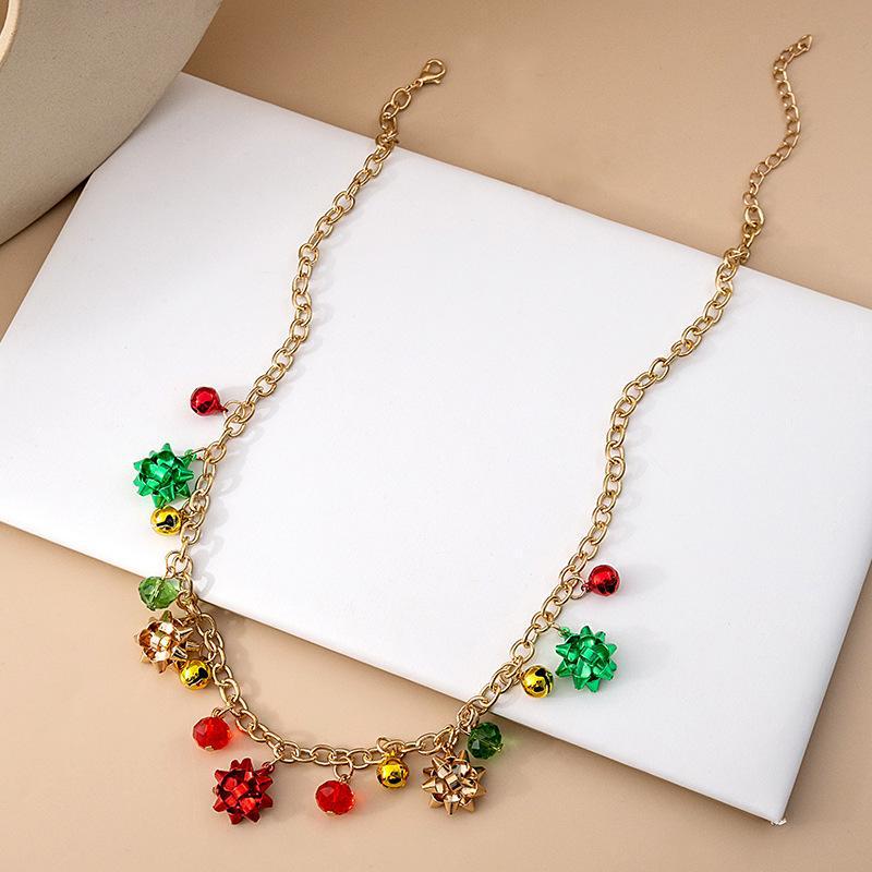 European & American Christmas Multi-color Bell & Flower Clavicle Chain Necklace - Creative Minimalist Cartoon Design for Women
European & American Christmas Multi-color Bell & Flower Clavicle Chain Necklace - Creative Minimalist Cartoon Design for Women