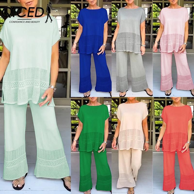 QICED Two-piece Women s Casual and Fashionable Suit with A Cutout Top and Loose, Elastic, and Elastic Waist Pants S
QICED Two-piece Women s Casual and Fashionable Suit with A Cutout Top and Loose, Elastic, and Elastic Waist Pants S