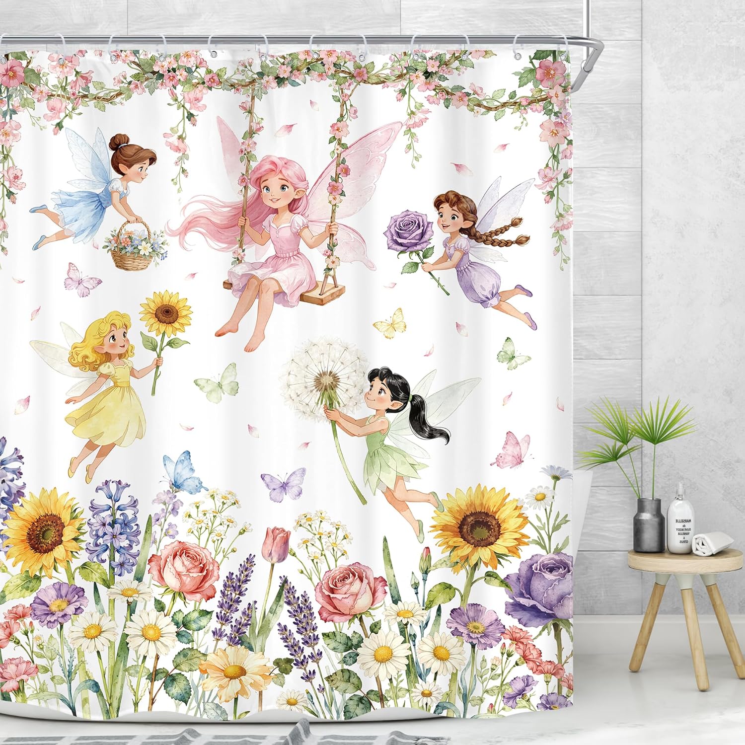 Spring Fairy Shower Curtain – Watercolor Garden Design, Whimsical Fairies & Flowers For Girls’ Bathroom Decor W60H190(CM)-1 Pcs
Spring Fairy Shower Curtain – Watercolor Garden Design, Whimsical Fairies & Flowers For Girls’ Bathroom Decor W60H190(CM)-1 Pcs