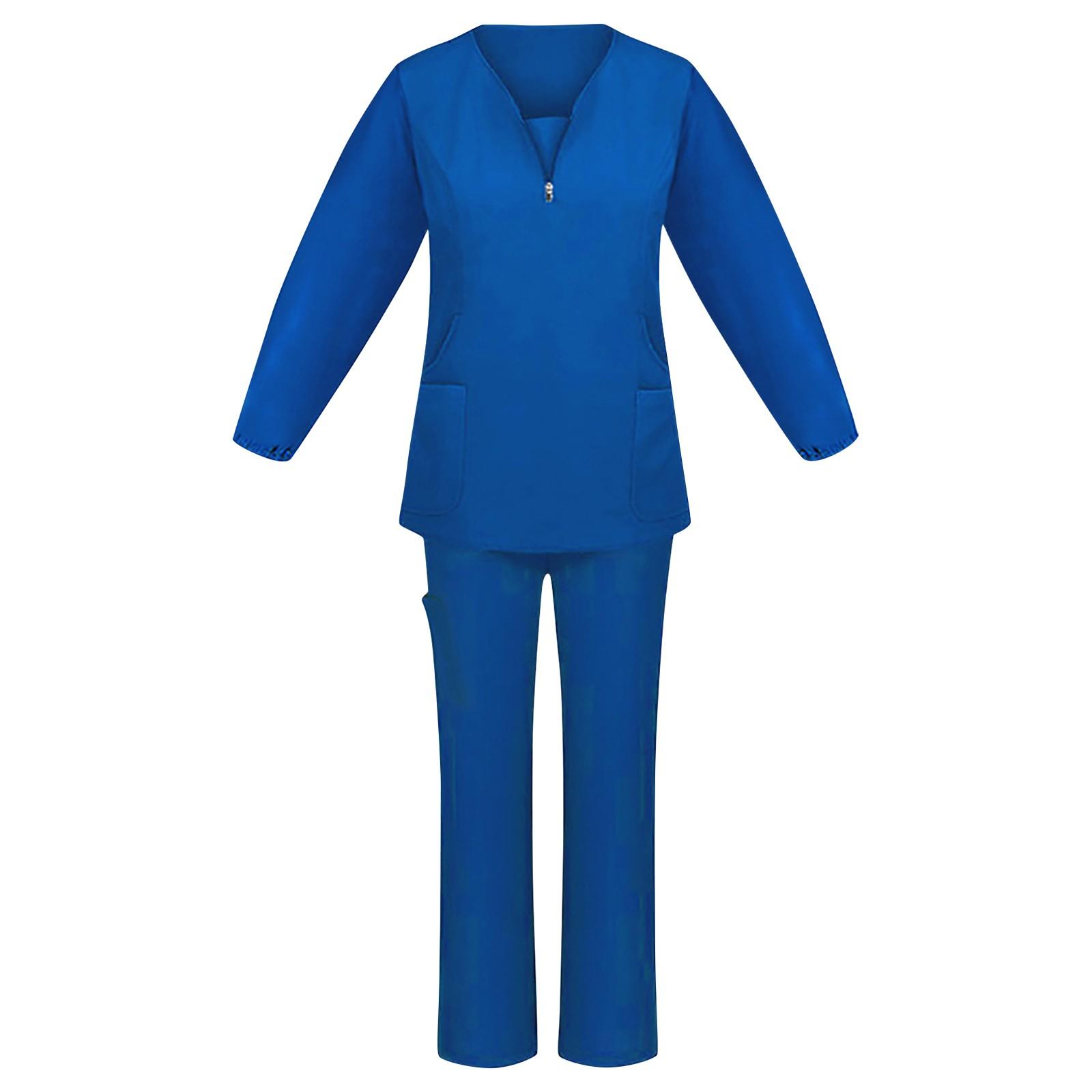 Жіночий однотонний робочий костюм з довгим рукавом і V-подібним вирізом XL синій
Жіночий однотонний робочий костюм з довгим рукавом і V-подібним вирізом XL синій