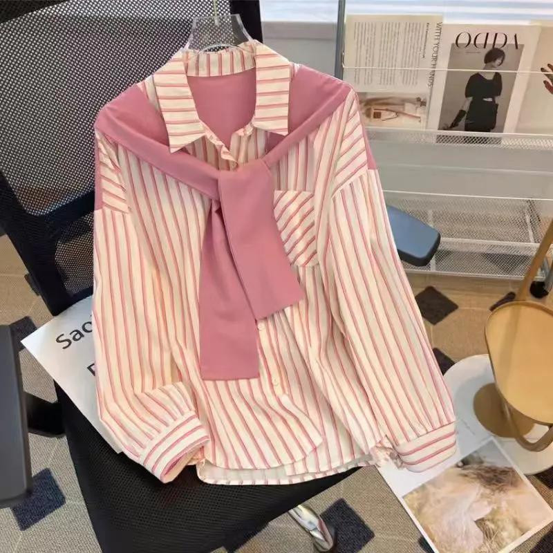Ladies Long-sleeved Shirt Loose Stripes Blouse for Spring and Summer 2XL рожевий
Ladies Long-sleeved Shirt Loose Stripes Blouse for Spring and Summer 2XL рожевий