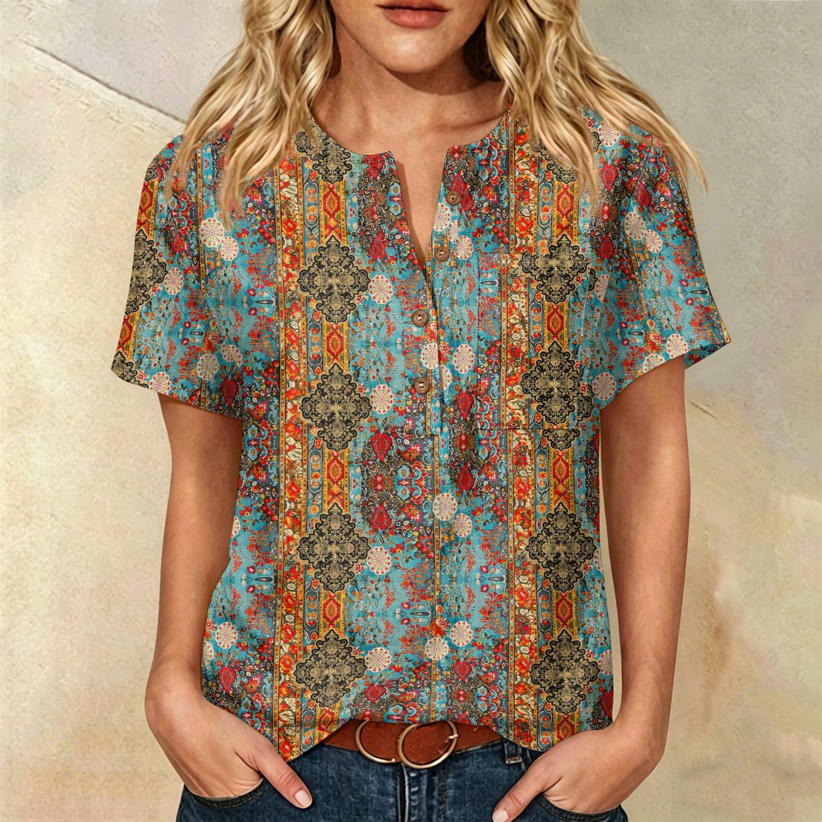 Women’s Floral Print Cotton Linen Short Sleeve Henley Shirt with Chest Pocket Casual Loose Fit Button Neck Top XXL винный
Women’s Floral Print Cotton Linen Short Sleeve Henley Shirt with Chest Pocket Casual Loose Fit Button Neck Top XXL винный