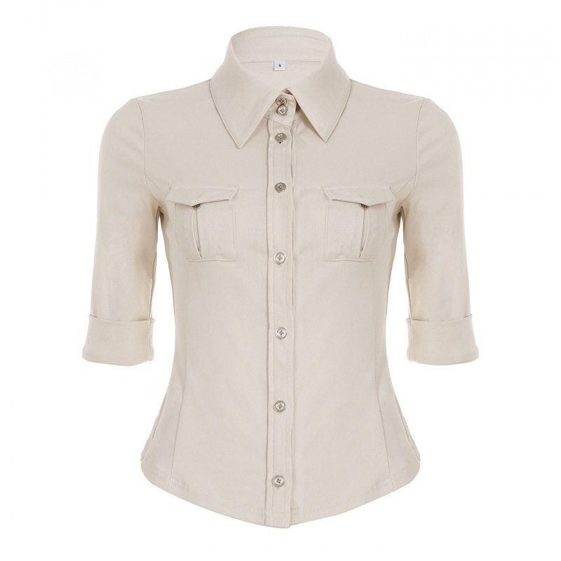 and American Street Style Mature Lady Style Lapel Workwear Pocket Simple Long-Sleeve Shirt Design That Accentuates the Waistline Slim-Fit Shirt Top Beige S
and American Street Style Mature Lady Style Lapel Workwear Pocket Simple Long-Sleeve Shirt Design That Accentuates the Waistline Slim-Fit Shirt Top Beige S