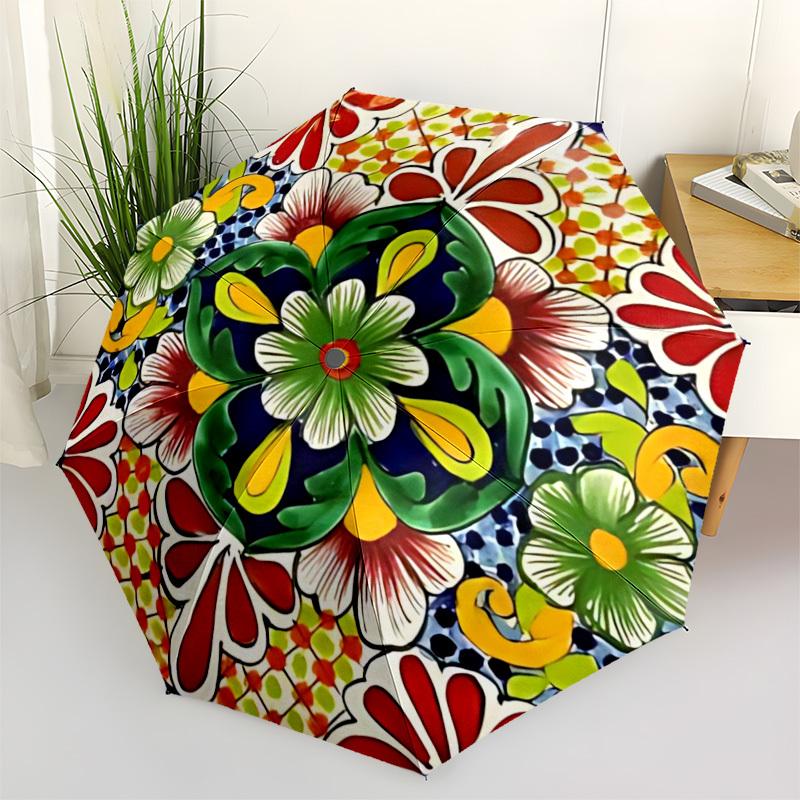1pc Mexican Ceramic Design Automatic Umbrella - Stylish, Durable, with 8-Rib Manual Open Design, Elegant Black Handleyy250920207
1pc Mexican Ceramic Design Automatic Umbrella - Stylish, Durable, with 8-Rib Manual Open Design, Elegant Black Handleyy250920207
