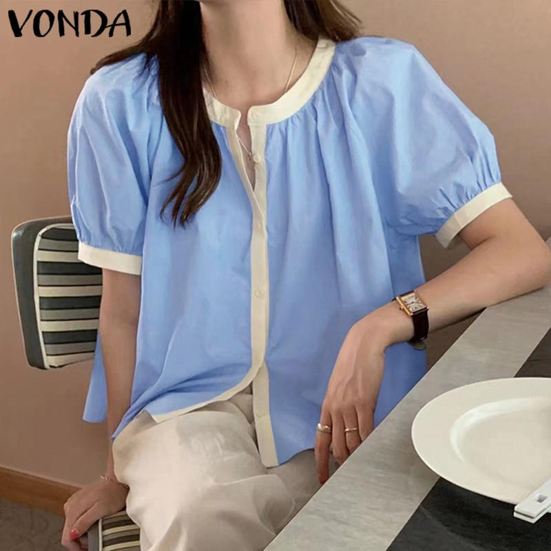VONDA Летние женские цветные топы с пышными рукавами 
VONDA Летние женские цветные топы с пышными рукавами