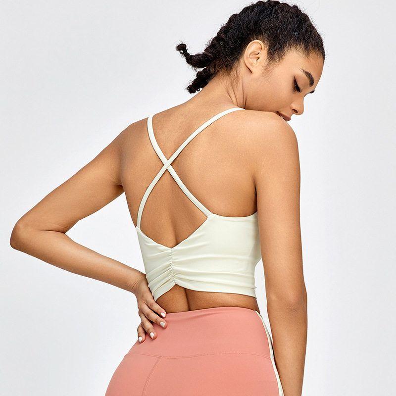 Fashion Ruched Cross Beauty Back Yoga Sports Bra Breathable Quick-Drying Shockproof Running Fitness Thin Strap Sports Intimates White (Beige) S
Fashion Ruched Cross Beauty Back Yoga Sports Bra Breathable Quick-Drying Shockproof Running Fitness Thin Strap Sports Intimates White (Beige) S