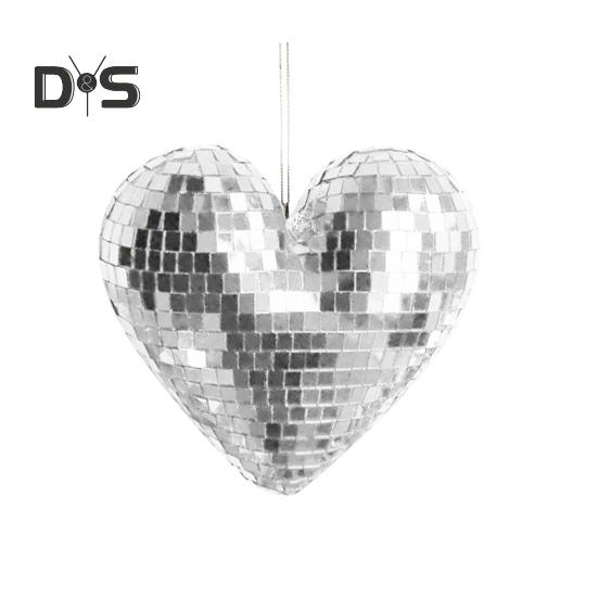 Подвеска в форме сердца ко Дню святого Валентина, диско-шар с блестками, блестящие подвесные украшения в виде сердечек для свадеб, дней рождения, юбилеев, вечеринок серебряный