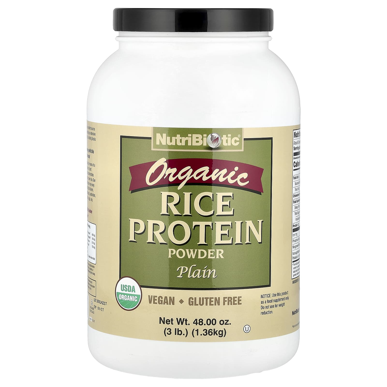 Organic Rice Protein Powder, Plain, 1.36Kg(3Lb)
Organic Rice Protein Powder, Plain, 1.36Kg(3Lb)