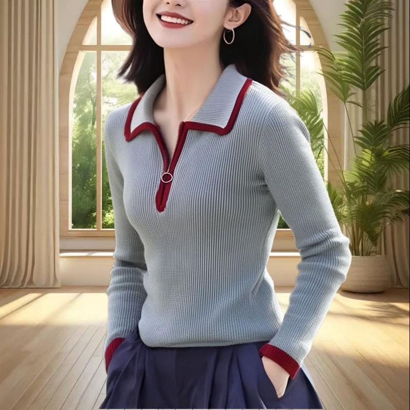 Осенне-зимний серый вязаный свитер на молнии с лацканами, женский топ с длинным рукавом One Size
Осенне-зимний серый вязаный свитер на молнии с лацканами, женский топ с длинным рукавом One Size