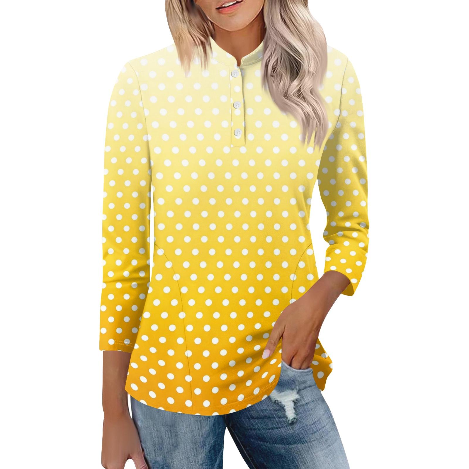 Women s Casual Polo Shirt Loose Fit Three Quarter Sleeve Top Button Placket Polka Dot Print Lightweight Comfortable Fabric XXL жовтий
Women s Casual Polo Shirt Loose Fit Three Quarter Sleeve Top Button Placket Polka Dot Print Lightweight Comfortable Fabric XXL жовтий