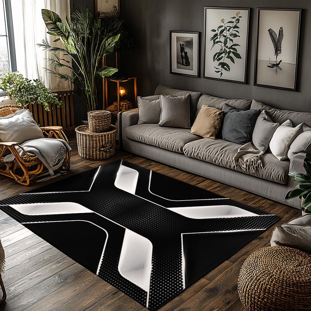 Black White Geometric Area Rug, Modern Bohemian Carpet for Living Room, Plush Non-Slip Sofa Mat with, Cozy Home Decor 50x80cm
Black White Geometric Area Rug, Modern Bohemian Carpet for Living Room, Plush Non-Slip Sofa Mat with, Cozy Home Decor 50x80cm