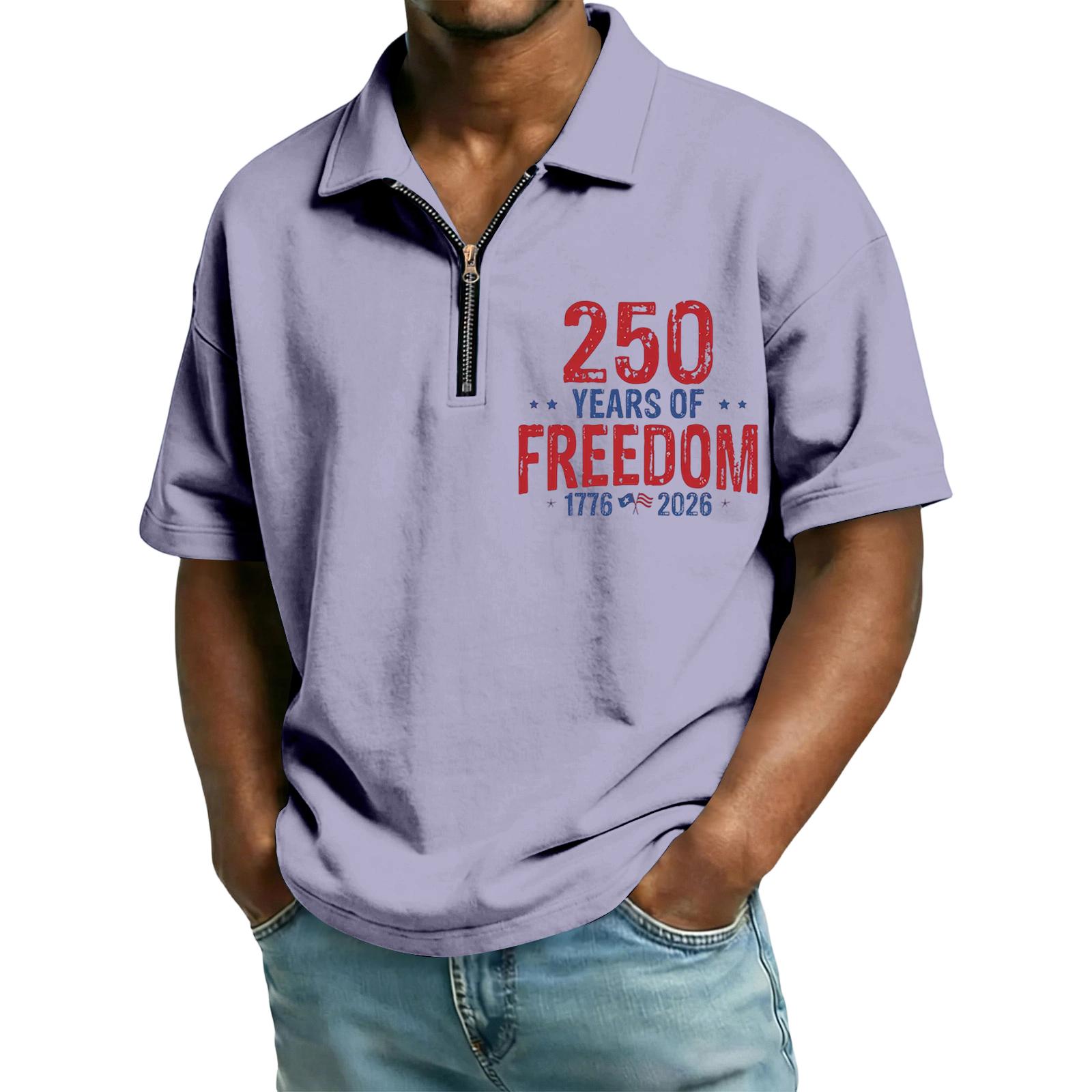 Men’s Short Sleeve Zip Collar T Shirt with 250 Years of 1776 2026 Print Casual Fit Top XXL фіолетовий
Men’s Short Sleeve Zip Collar T Shirt with 250 Years of 1776 2026 Print Casual Fit Top XXL фіолетовий