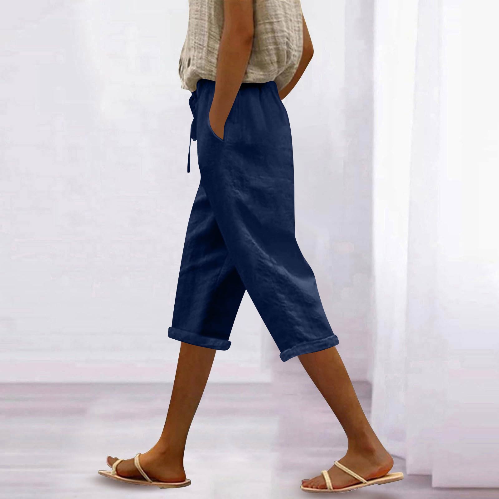 Women s Fashionable Casual Loose-Fit -Colour Cotton-Linen Blend Elasticated Waist Tie-Waist 7/10 Pants XL Темно-синій
Women s Fashionable Casual Loose-Fit -Colour Cotton-Linen Blend Elasticated Waist Tie-Waist 7/10 Pants XL Темно-синій