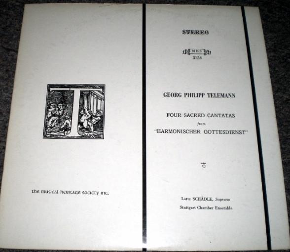 LP Record GEORG PHILIPP TELEMANN LOTTE SCH Four Sacred Cantatas From Harmonis MHS3134 Musical Heritag 1975 US Classical Used
LP Record GEORG PHILIPP TELEMANN LOTTE SCH Four Sacred Cantatas From Harmonis MHS3134 Musical Heritag 1975 US Classical Used