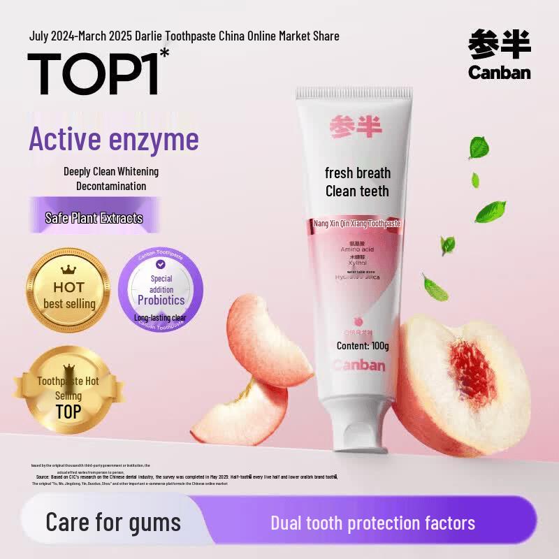 Canban White Peach Oolong Fresh Breath Toothpaste 100g
Canban White Peach Oolong Fresh Breath Toothpaste 100g