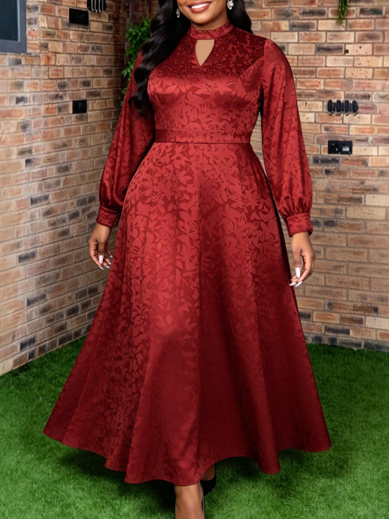 Plus Size Wine Red Hollow Jacquard Lantern Sleeve Maxi Dress 2XL brick червоний колір
Plus Size Wine Red Hollow Jacquard Lantern Sleeve Maxi Dress 2XL brick червоний колір