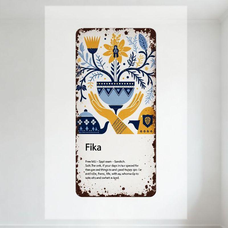 Nordic Fika Themed Metal Tin Sign, Weathered Rust Border with Blue Yellow Floral Teapot Teacup Illustration, Free WiFi Spit Cake 20x30cm(7.8x11.8inch)
Nordic Fika Themed Metal Tin Sign, Weathered Rust Border with Blue Yellow Floral Teapot Teacup Illustration, Free WiFi Spit Cake 20x30cm(7.8x11.8inch)