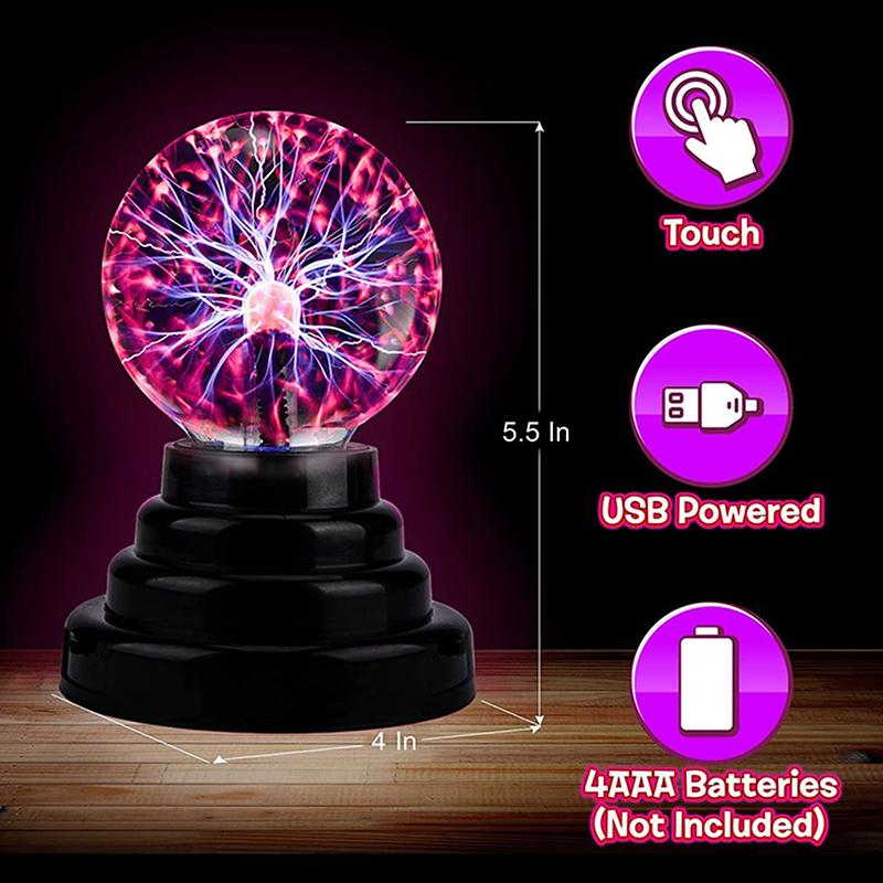 3 Inch Magic Plasma Ball Lamp Touch Sensitive Atmosphere Night Light Novelty Lamp Kids Birthday Christmas Gift one size
3 Inch Magic Plasma Ball Lamp Touch Sensitive Atmosphere Night Light Novelty Lamp Kids Birthday Christmas Gift one size