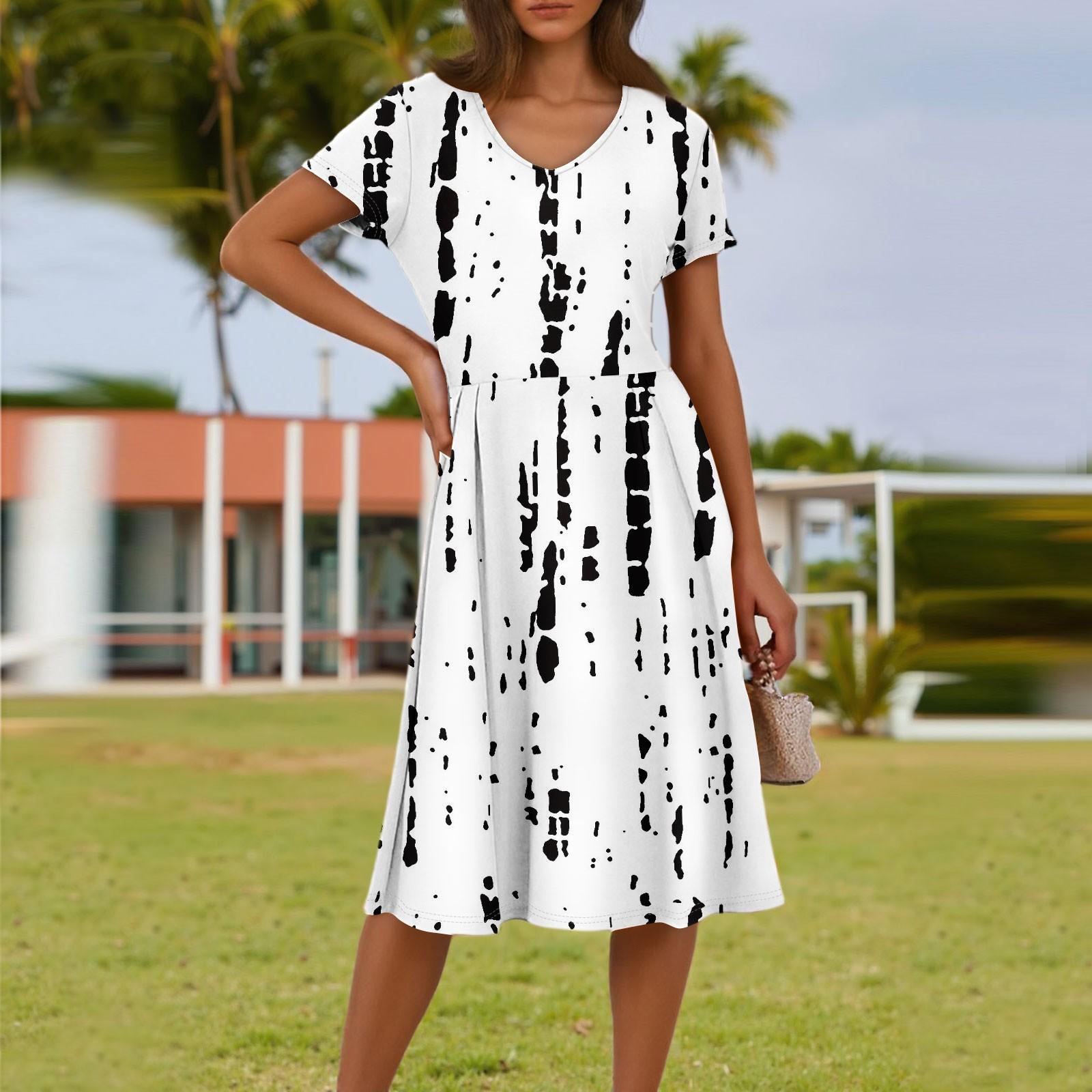 Женское летнее модное повседневное платье с цветочным принтом, V-образным вырезом, короткими рукавами и карманом XL белый
Женское летнее модное повседневное платье с цветочным принтом, V-образным вырезом, короткими рукавами и карманом XL белый