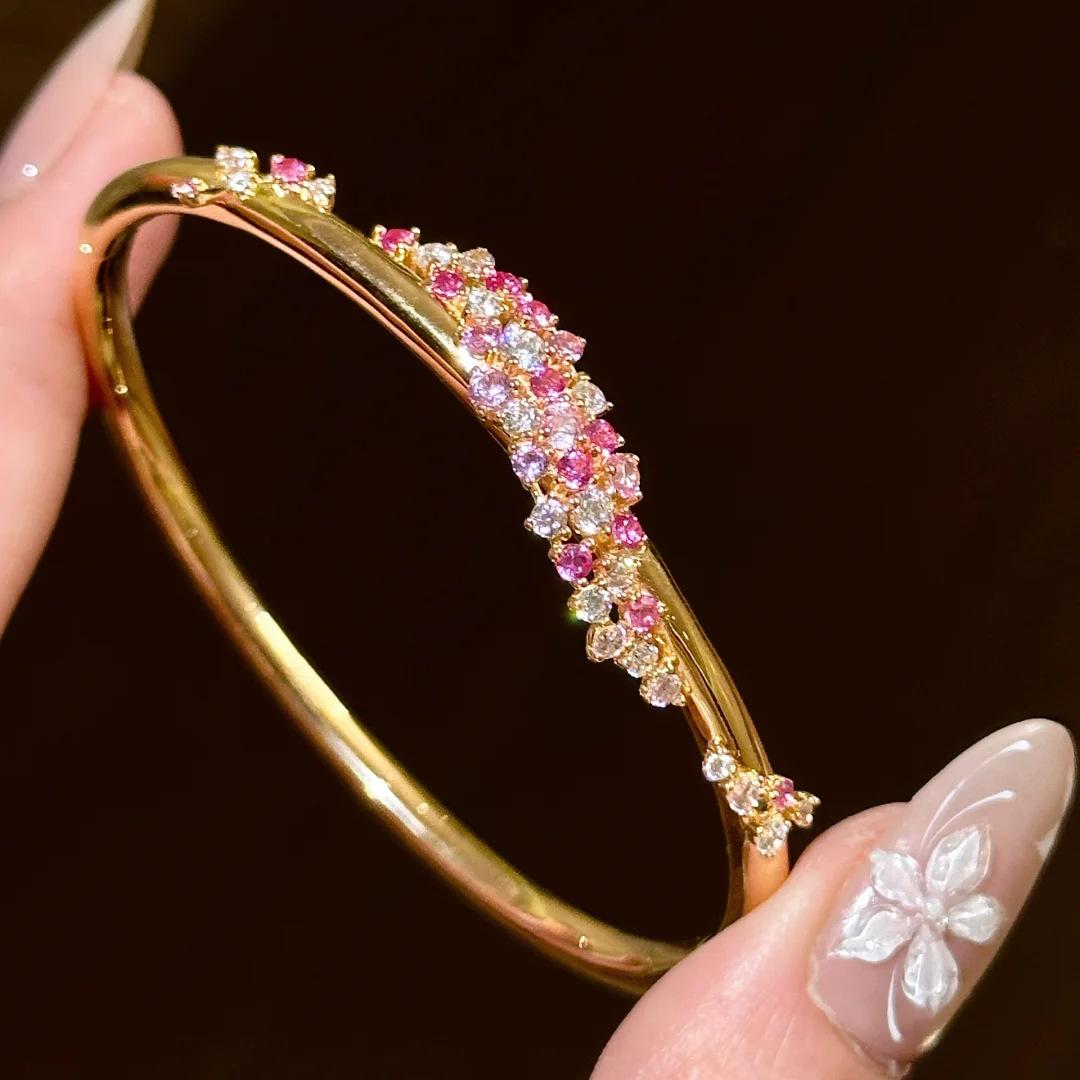 New Exquisite Luxurious Pink Peach Blossom Bracelets for Women Sweet Elegant Fashion Bangles Accessories Charm Jewerly Gifts
New Exquisite Luxurious Pink Peach Blossom Bracelets for Women Sweet Elegant Fashion Bangles Accessories Charm Jewerly Gifts