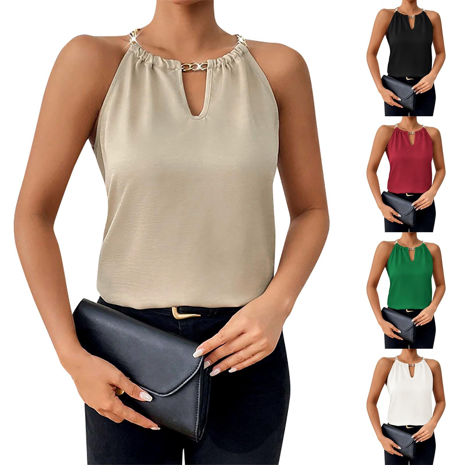 Женская модная майка с цепочкой, сексуальная и элегантная майка без рукавов с открытыми плечами, полый топ L 
Женская модная майка с цепочкой, сексуальная и элегантная майка без рукавов с открытыми плечами, полый топ L