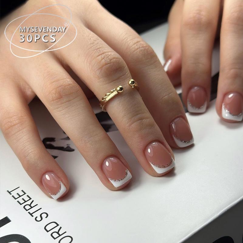 Xiaohongshu Chic Wearable French Glitter Nail Tips - Removable Short 30-Piece False Nail Stickers Pre-made Nail Strips #30 Pieces/Board
Xiaohongshu Chic Wearable French Glitter Nail Tips - Removable Short 30-Piece False Nail Stickers Pre-made Nail Strips #30 Pieces/Board