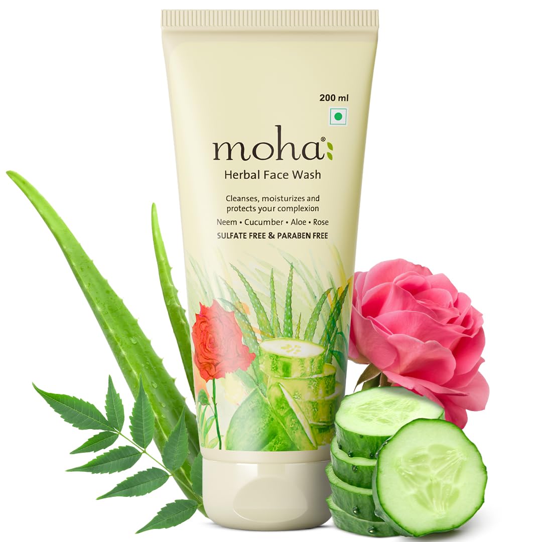 Moha Herbal Face Wash with Neem Aloe Vera Cucumber Rose Extracts for Acne Dark Spots 200 ML Pack of 1
Moha Herbal Face Wash with Neem Aloe Vera Cucumber Rose Extracts for Acne Dark Spots 200 ML Pack of 1